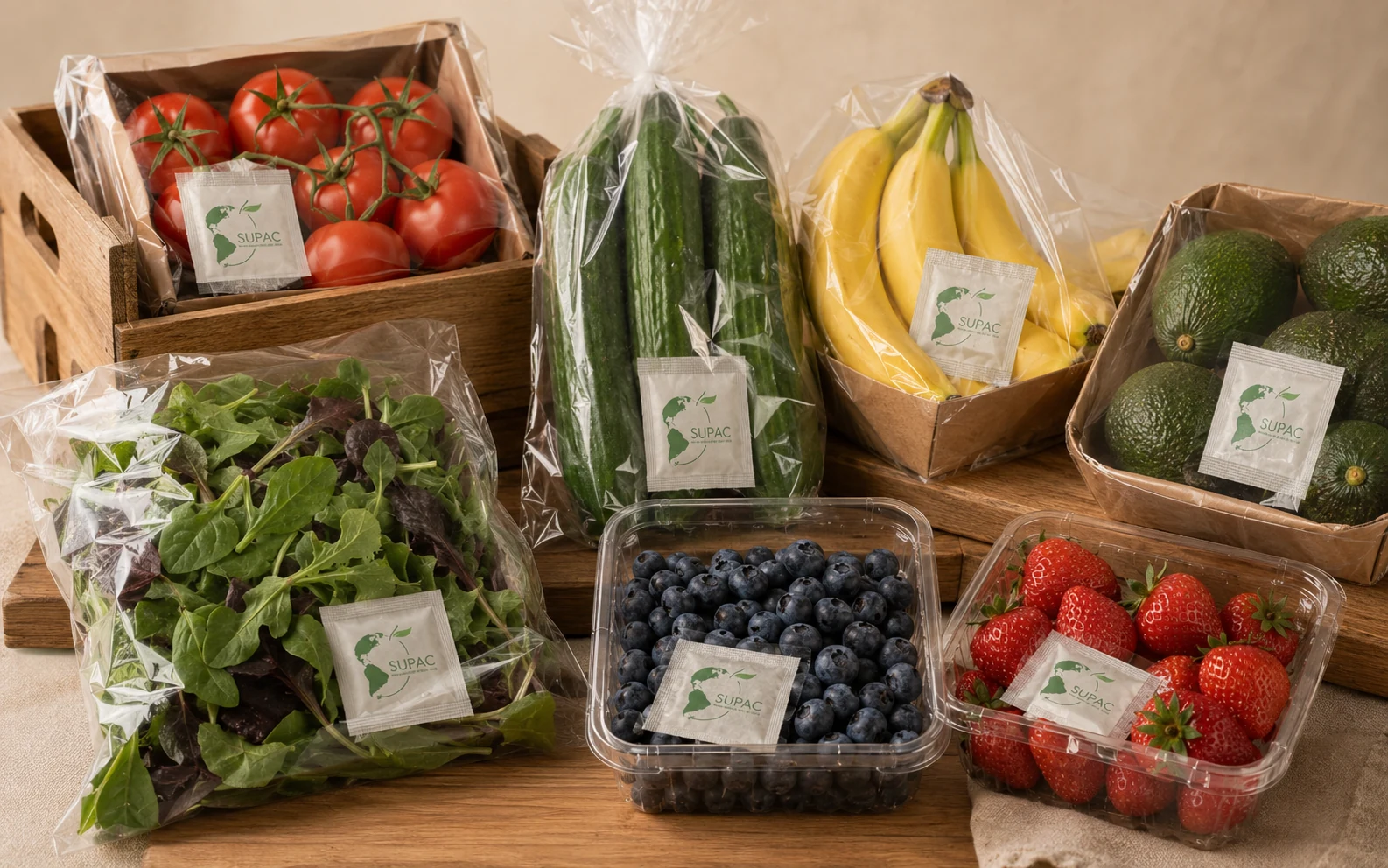 SUPAC ethylene absorber sachets with fresh produce
